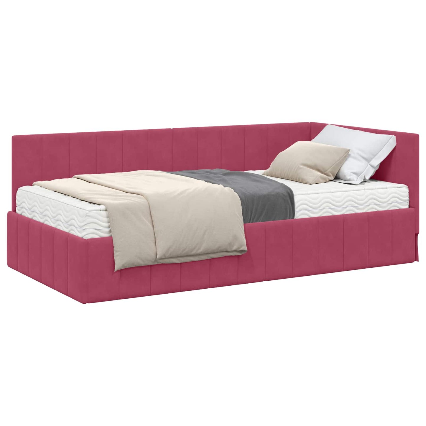 Hoekbedframe met Matras met matras 2 pcs Groen Fluweel