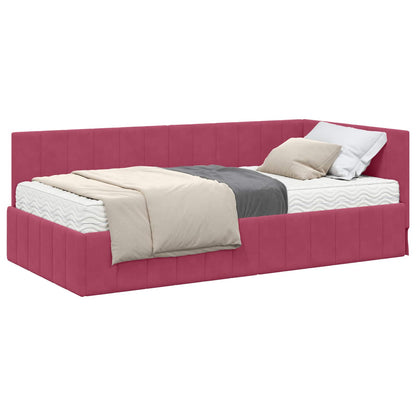 Hoekbedframe met Matras met matras 2 pcs Groen Fluweel