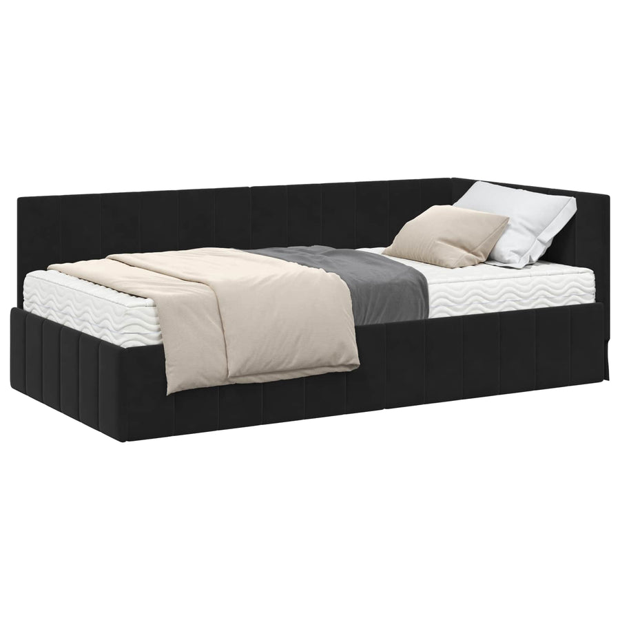 Hoekbedframe met Matras met hoofdeinde 2 pcs Zwart Fluweel