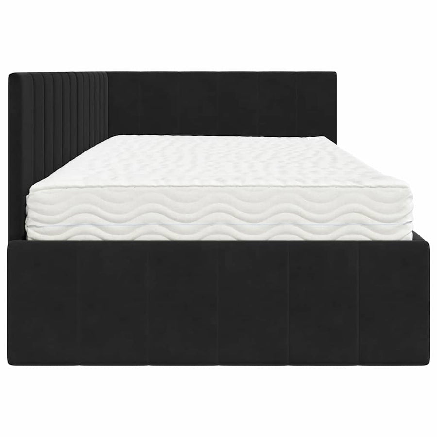 Hoekbedframe met Matras met hoofdeinde 2 pcs Zwart Fluweel