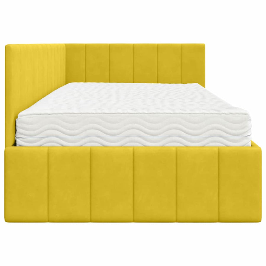 Hoekbedframe met Matras met matras 2 pcs Geel Fluweel
