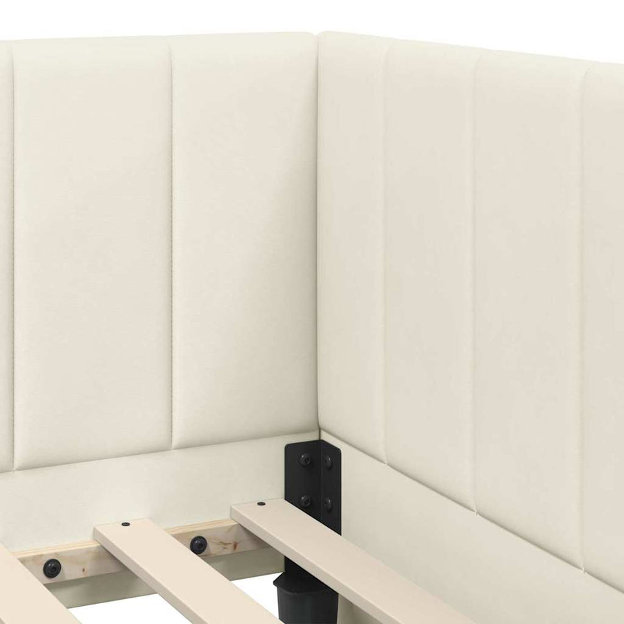 Hoekbedframe Met Matras Met Matras 2 Pcs Crème Fluweel
