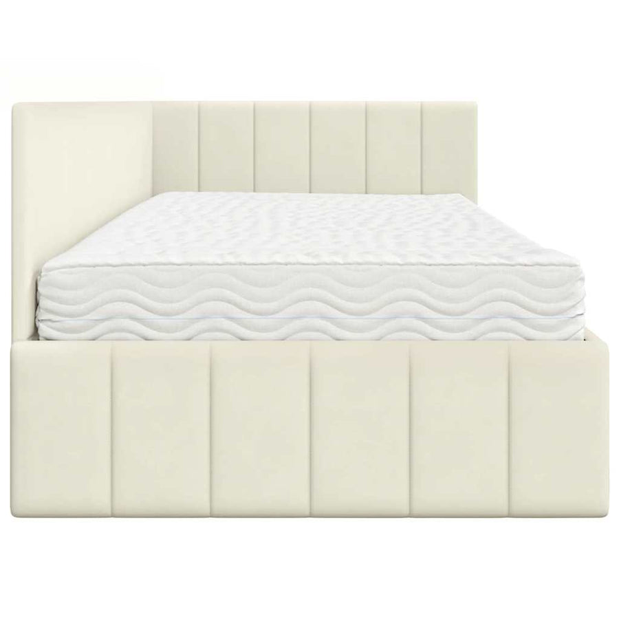 Hoekbedframe Met Matras Met Matras 2 Pcs Crème Fluweel