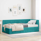 Corner Bed Frame with Mattress with mattress 2 pcs Turquoise Velvet