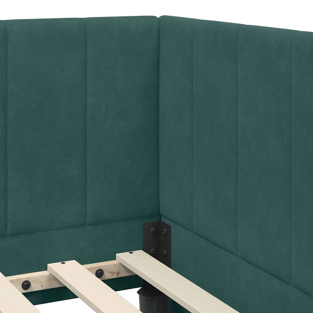 Hoekbedframe met Matras met hoofdeinde 2 pcs Groen Fluweel