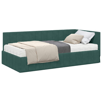 Hoekbedframe met Matras met hoofdeinde 2 pcs Groen Fluweel