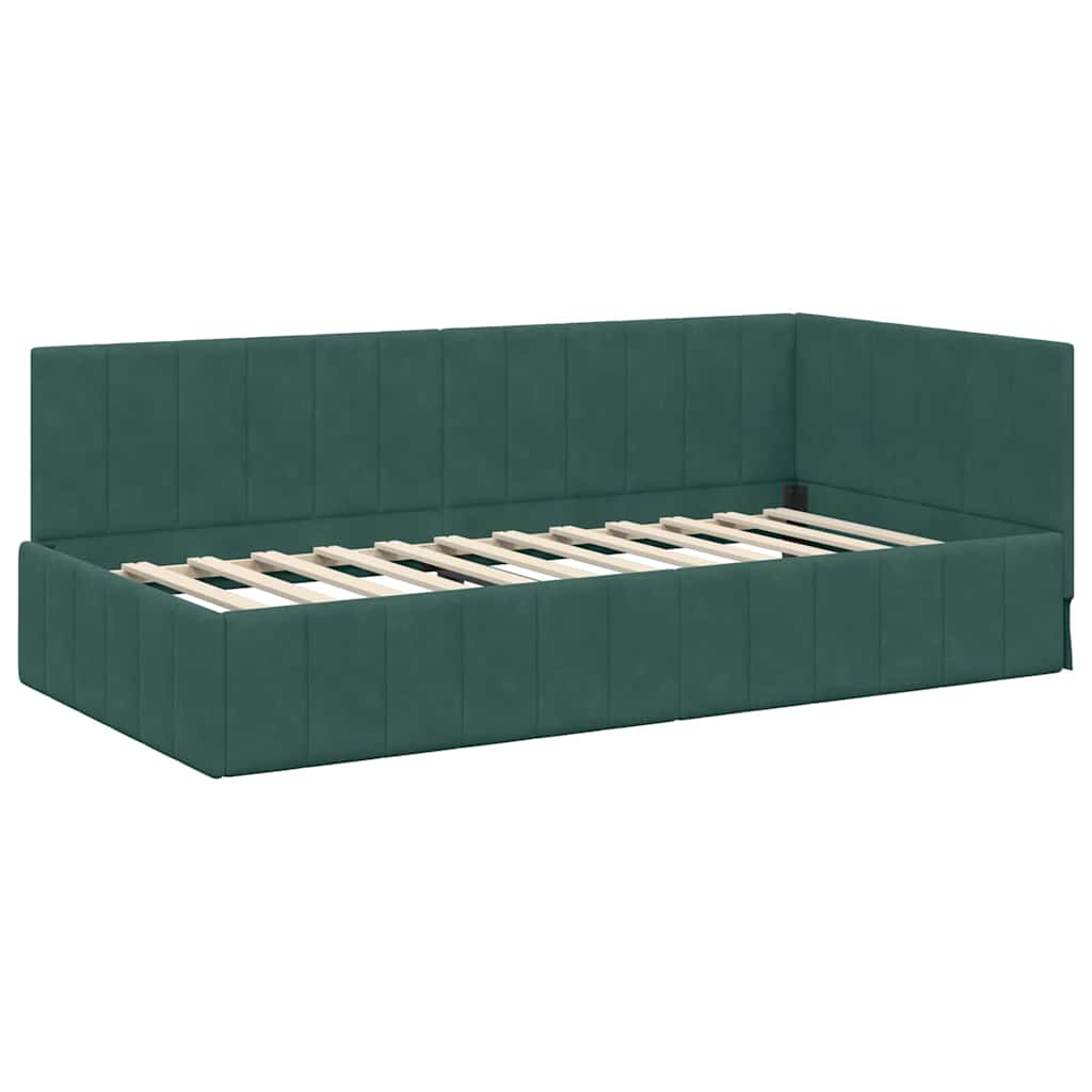 Hoekbedframe met Matras met hoofdeinde 2 pcs Groen Fluweel