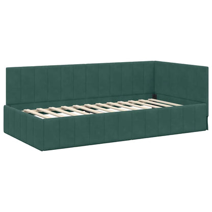 Hoekbedframe met Matras met hoofdeinde 2 pcs Groen Fluweel
