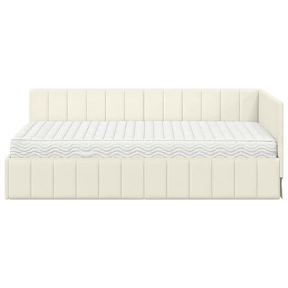 Hoekbedframe met Matras met hoofdeinde 2 st Crème Fluweel