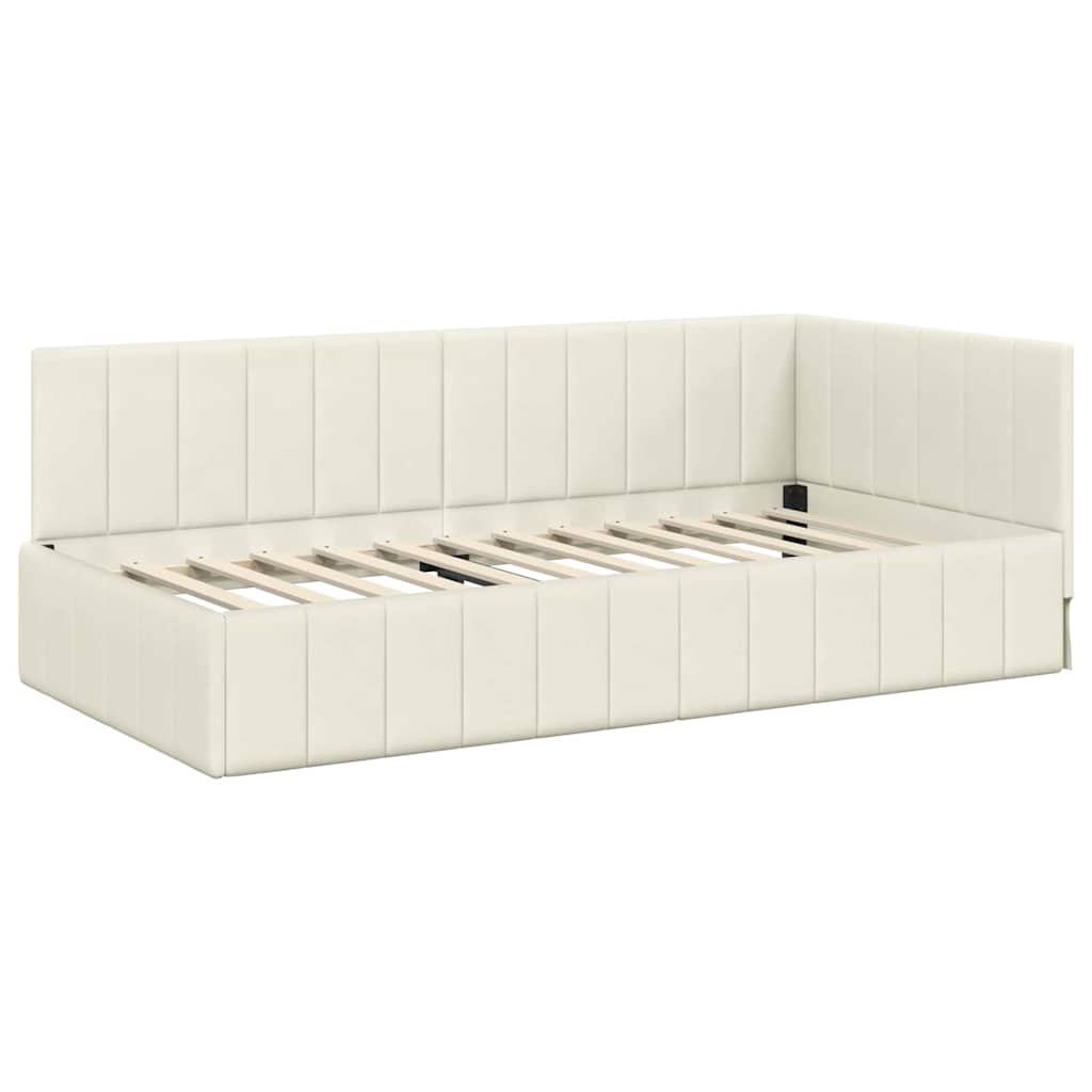 Hoekbedframe met Matras met hoofdeinde 2 st Crème Fluweel