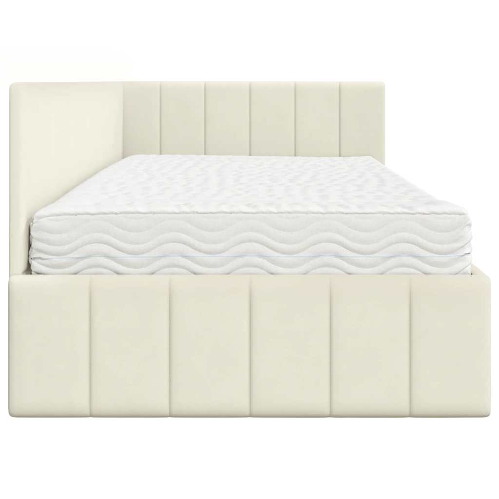 Hoekbedframe met Matras met hoofdeinde 2 st Crème Fluweel