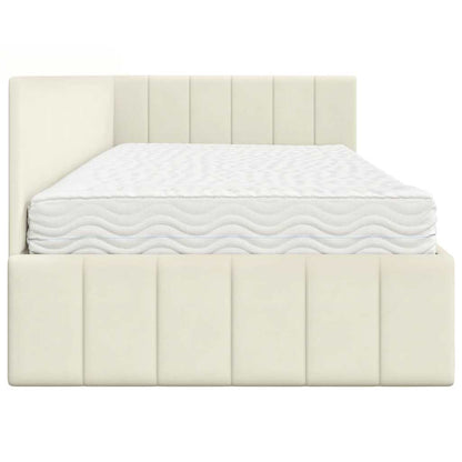 Hoekbedframe met Matras met hoofdeinde 2 st Crème Fluweel