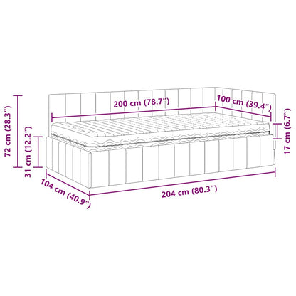 Hoekbedframe met Matras met hoofdeinde 2 st Crème Fluweel