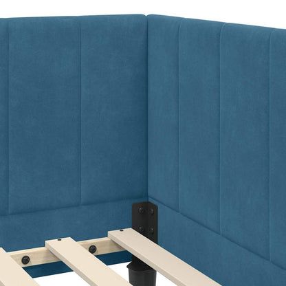 Hoekbedframe met Matras met hoofdeinde 2 pcs Blauw Fluweel