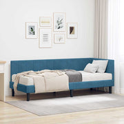 Hoekbedframe met matras 204x84x72 cm blauw fluweel