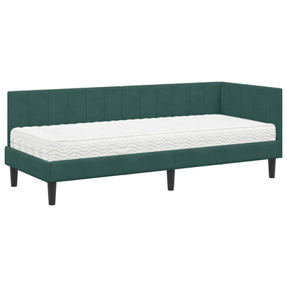 Hoekbedframe met Matras met hoofdeinde 2 pcs Groen Fluweel