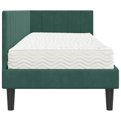 Hoekbedframe met Matras met hoofdeinde 2 pcs Groen Fluweel