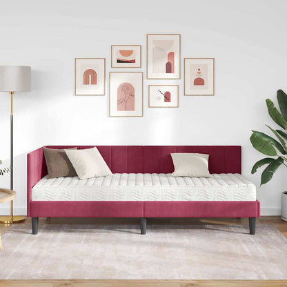 Hoekbedframe met Matras met hoofdeinde 2 pcs Groen Fluweel