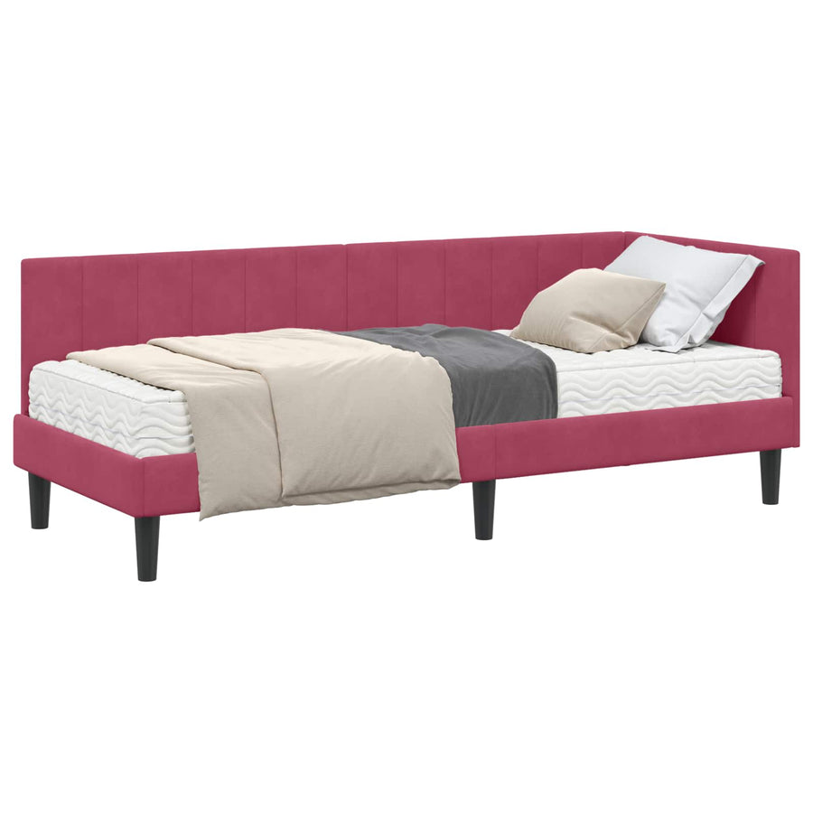 Hoekbedframe met Matras met hoofdeinde 2 pcs Groen Fluweel