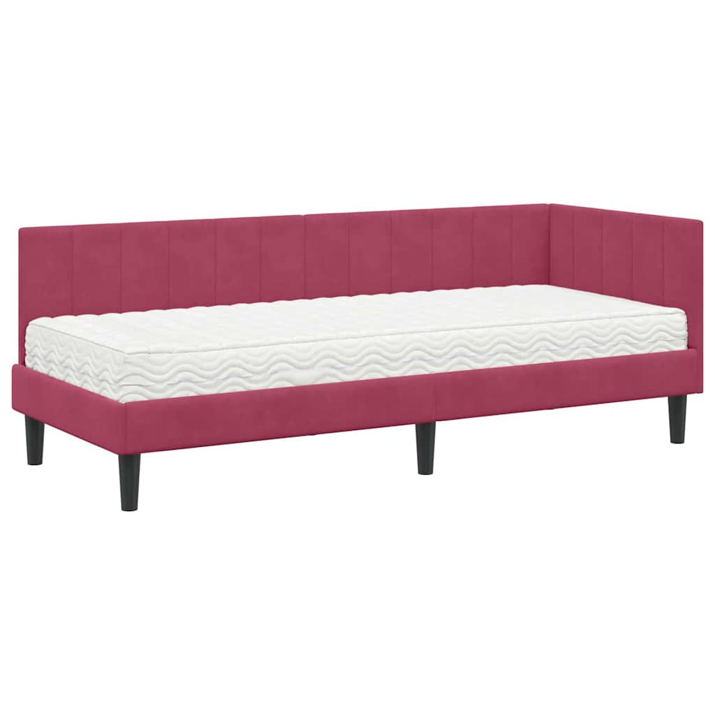Hoekbedframe met Matras met hoofdeinde 2 pcs Groen Fluweel