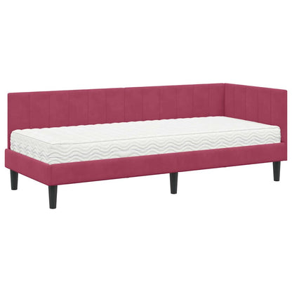Hoekbedframe met Matras met hoofdeinde 2 pcs Groen Fluweel