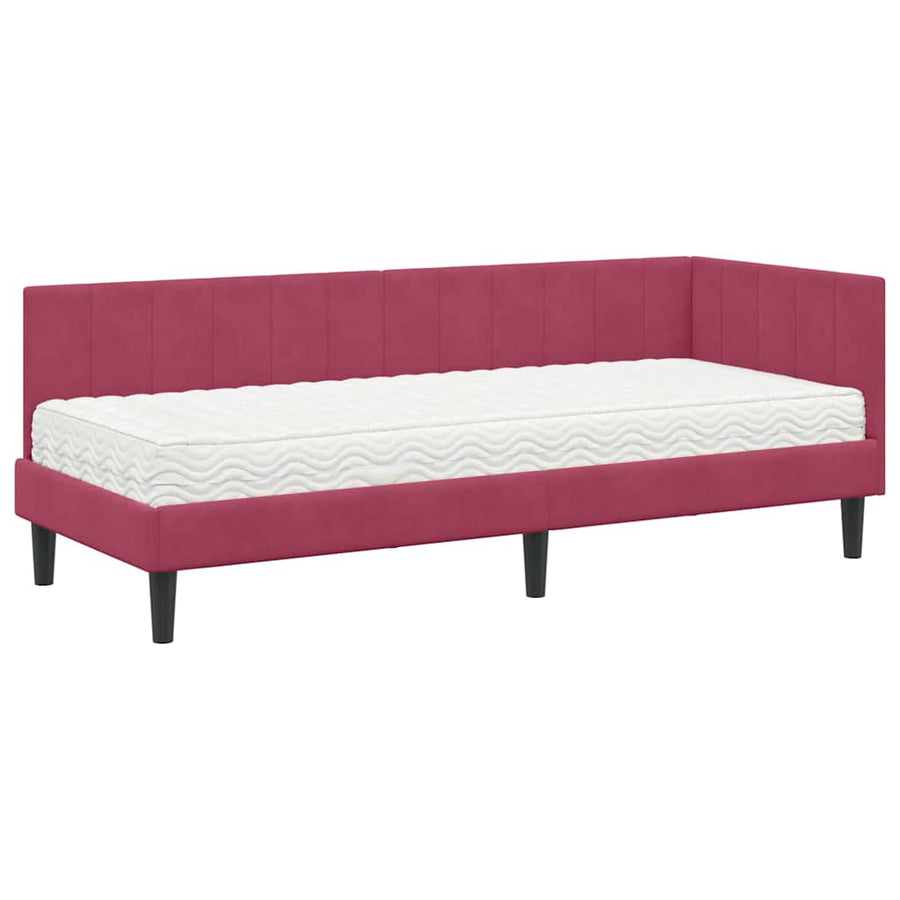 Hoekbedframe met Matras met hoofdeinde 2 pcs Groen Fluweel
