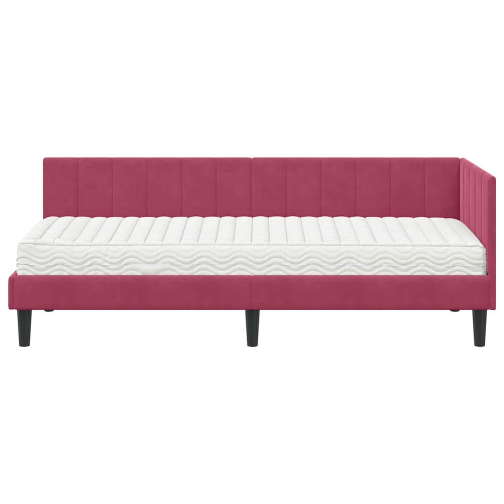 Hoekbedframe met Matras met hoofdeinde 2 pcs Groen Fluweel