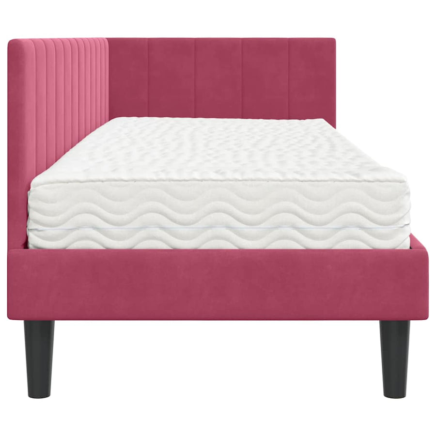Hoekbedframe met Matras met hoofdeinde 2 pcs Groen Fluweel