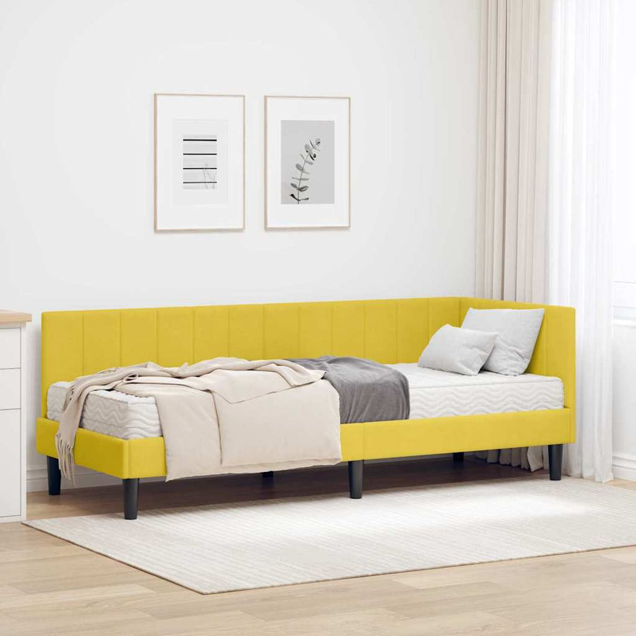 Hoekbedframe met Matras met hoofdeinde 2 pcs Geel Fluweel