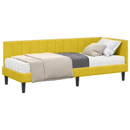 Hoekbedframe met Matras met hoofdeinde 2 pcs Geel Fluweel