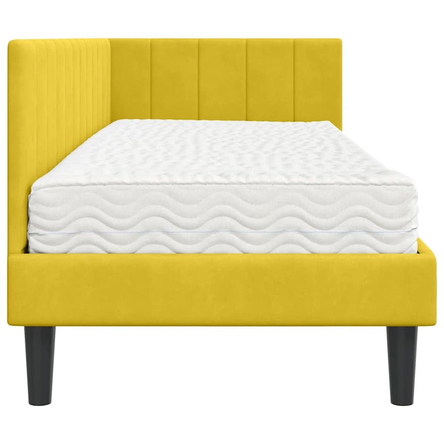 Hoekbedframe met Matras met hoofdeinde 2 pcs Geel Fluweel