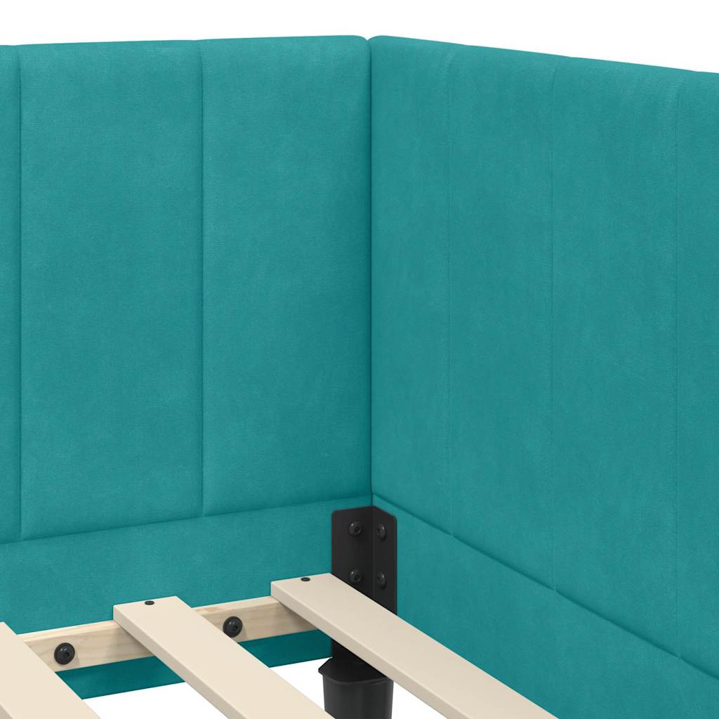Hoekbedframe met Matras met hoofdeinde 2 pcs Turquoise Fluweel