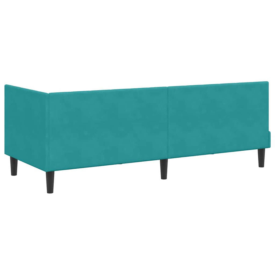 Hoekbedframe met Matras met hoofdeinde 2 pcs Turquoise Fluweel