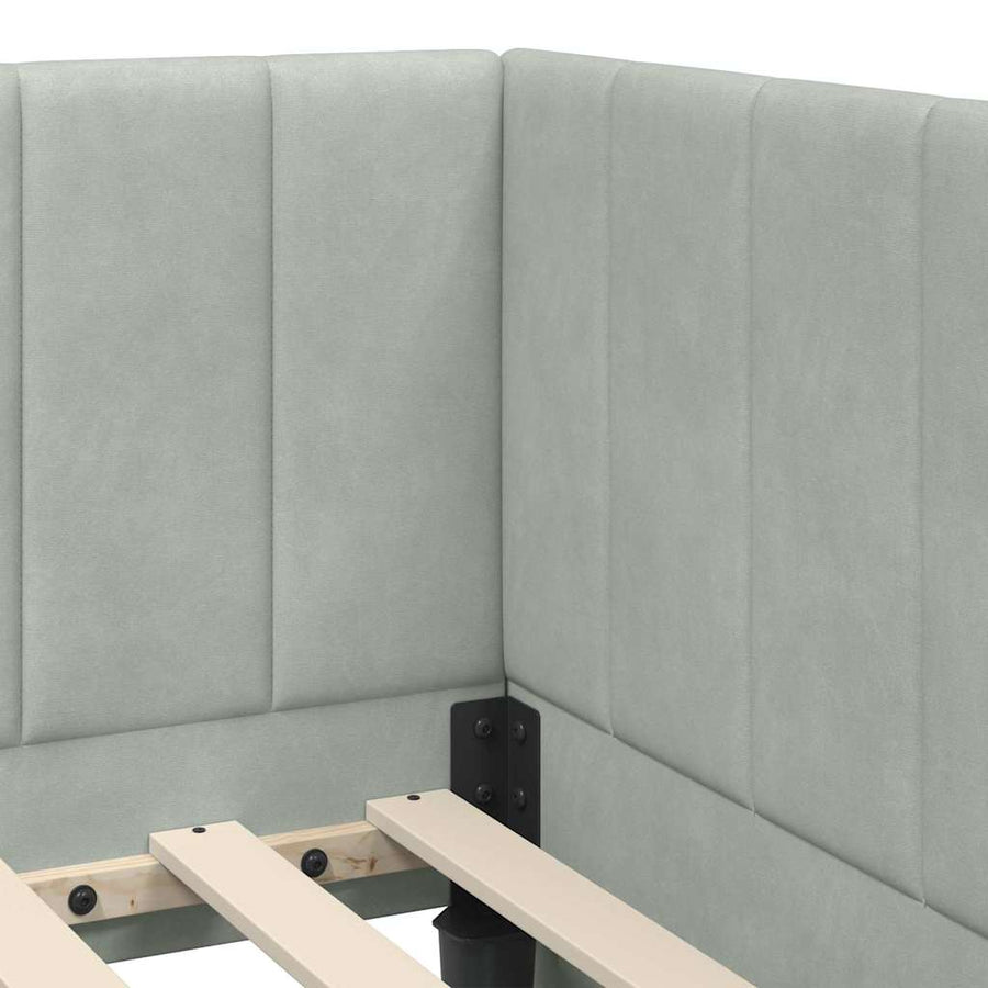 Hoekbedframe met Matras met matras 2 pcs Lichtgrijs Fluweel