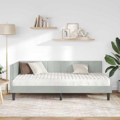 Hoekbedframe met Matras met matras 2 pcs Lichtgrijs Fluweel