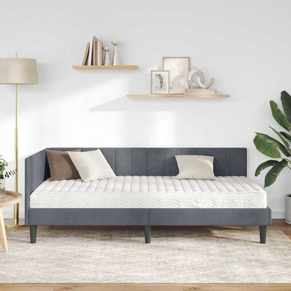 Hoekbedframe met Matras met matras 2 pcs Grijs Fluweel