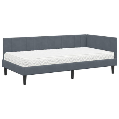 Hoekbedframe met Matras met matras 2 pcs Grijs Fluweel