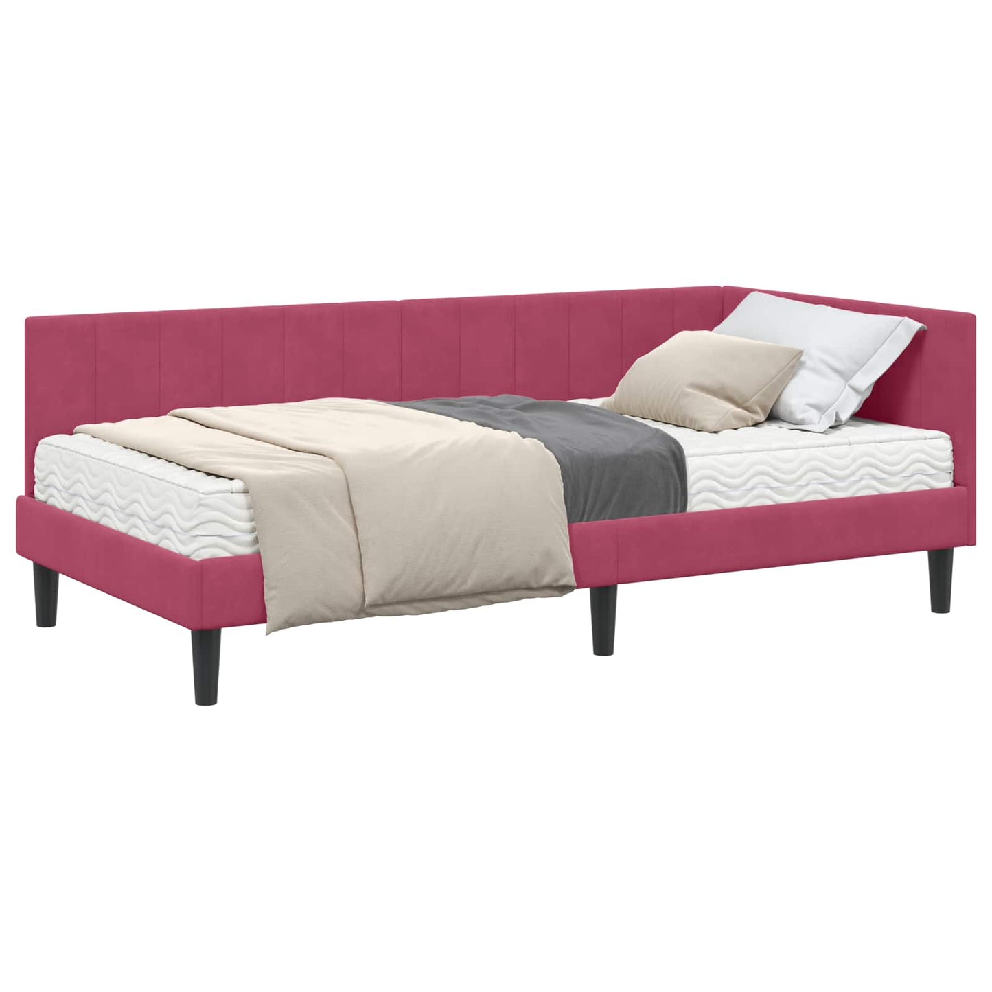 Hoekbedframe met Matras met matras 2 pcs Groen Fluweel