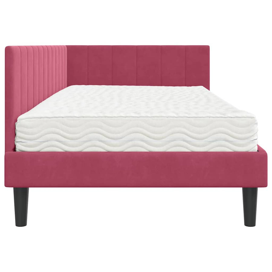 Hoekbedframe met Matras met matras 2 pcs Groen Fluweel