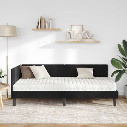 Hoekbedframe met Matras met matras 2 pcs Zwart Fluweel