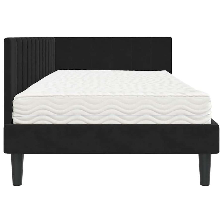 Hoekbedframe met Matras met matras 2 pcs Zwart Fluweel