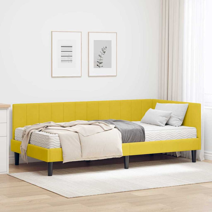 Hoekbedframe met Matras met matras 2 pcs Geel Fluweel