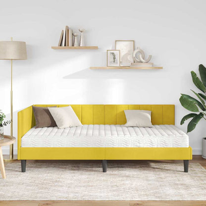 Hoekbedframe met Matras met matras 2 pcs Geel Fluweel