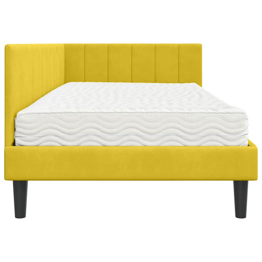 Hoekbedframe met Matras met matras 2 pcs Geel Fluweel