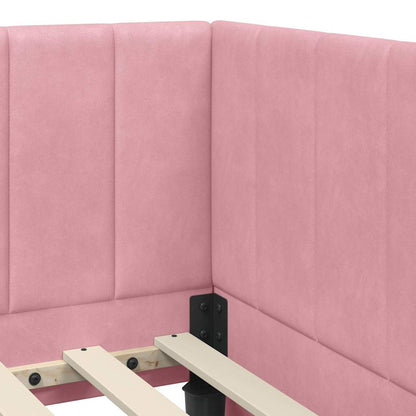 Hoekbedframe met Matras met hoofdeinde 2 pcs Grijs Fluweel