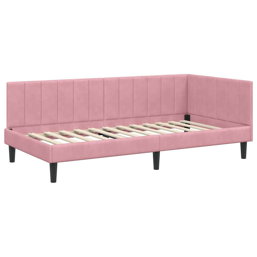 Hoekbedframe met Matras met hoofdeinde 2 pcs Grijs Fluweel