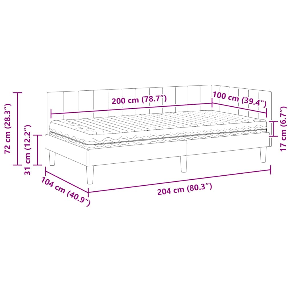 Hoekbedframe met Matras met hoofdeinde 2 pcs Grijs Fluweel
