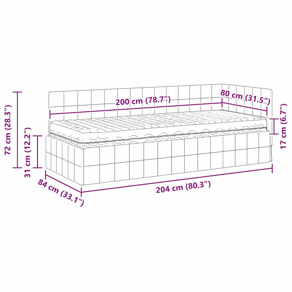 Hoekbedframe met Matras met hoofdeinde 2 pcs Blauw Fluweel