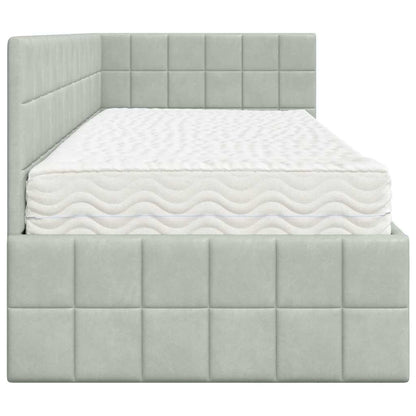 Hoekbedframe met Matras met hoofdeinde 2 pcs Lichtgrijs Fluweel
