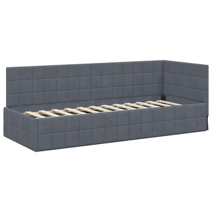 Hoekbedframe met Matras met hoofdeinde 2 pcs Grijs Fluweel